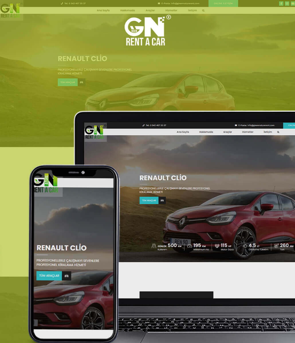 Green Nature Rent web tasarım projesi